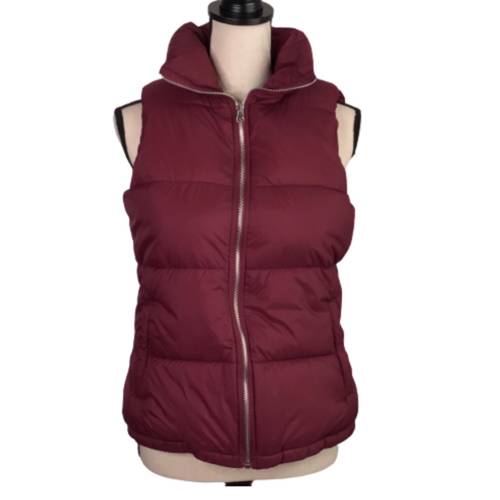 Old Navy Wine Puffer Vest Zip Up small